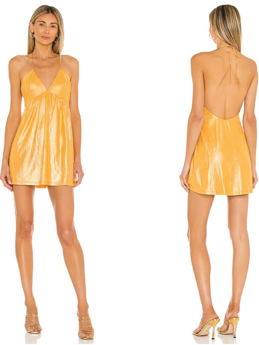 Revolve Superdown Orange Margo Halter V-Neck Shift Mini Dress